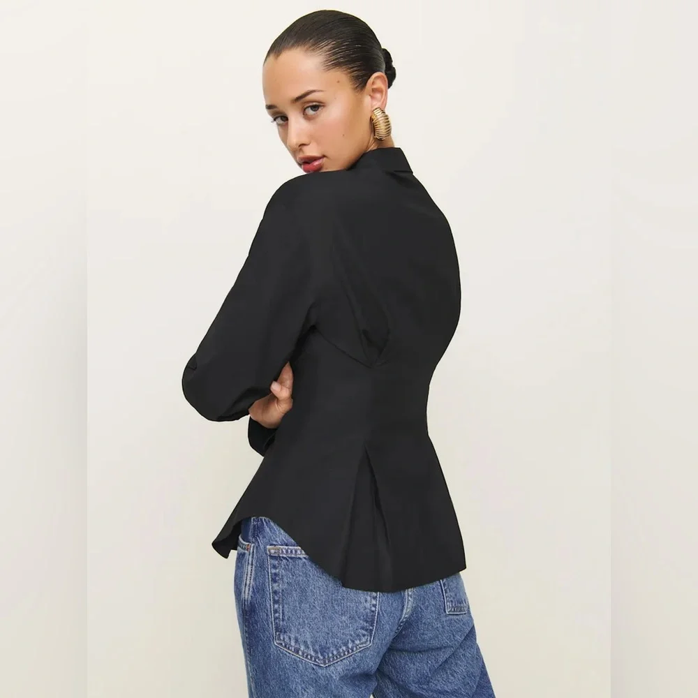 Reformation Becker Shirt In Black, Brand new without tags, never worn, no flaws._3